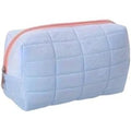 Women Light Blue Plush Quilted Cosmetic Bag