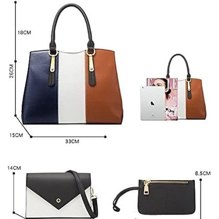 4-Piece Faux Leather Tote Bag Set