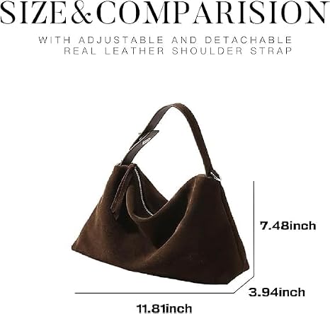 Genuine Suede Slouchy Hobo Tote Bag