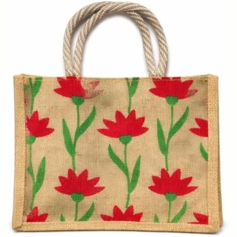 Floral Jute Tote Bag