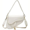 White Woven Saddle Shoulder Bag