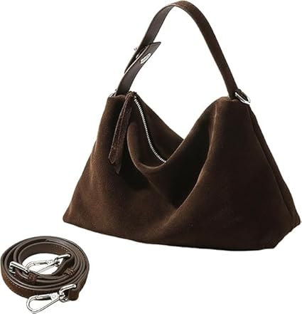 Genuine Suede Slouchy Hobo Tote Bag
