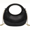 Black mini acrylic clutch crossbody bag with gold chain strap