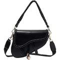 Black Woven Saddle Shoulder Bag