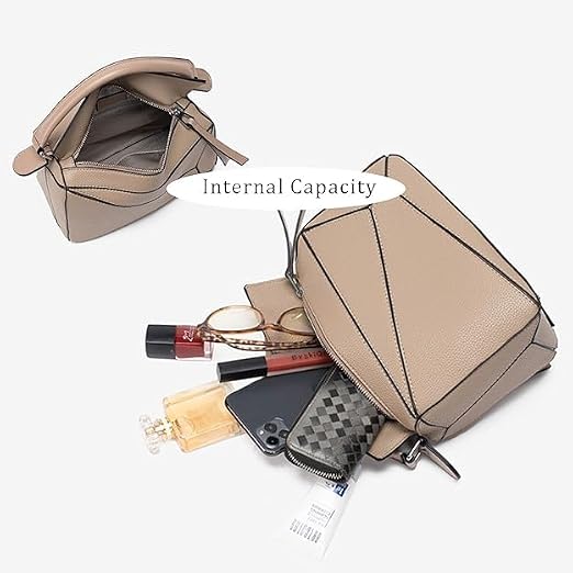 Geometric Crossbody Handbag – Khaki