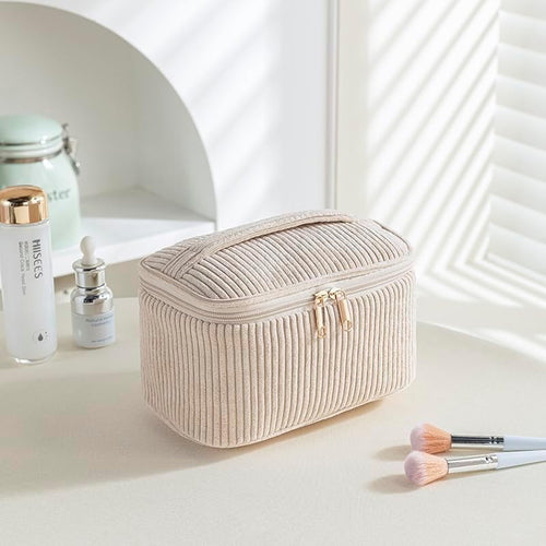 3-Piece Corduroy Cosmetic Bag Set – Khaki