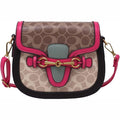 Pink Leather Crossbody Bag with Gold Buckle
