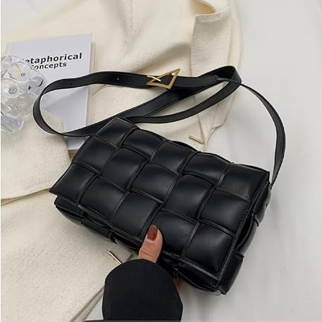 Padded Woven Cassette Crossbody Bag