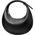 Women's black vegan leather crescent shoulder crossbody hobo bag with adjustable strap