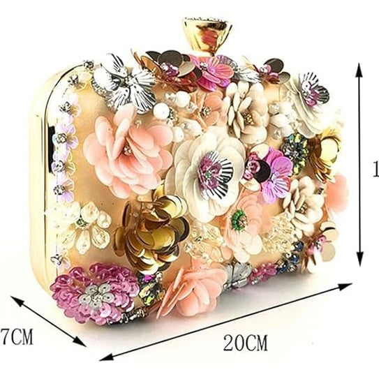 Blush Floral Clutch Evening Bag