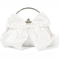White Bow Satin Evening Clutch