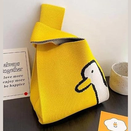Yellow Duck Knot Wrist Tote Bag