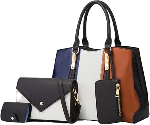 4-Piece Faux Leather Tote Bag Set