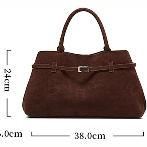 Faux Suede Large Work Tote Bag