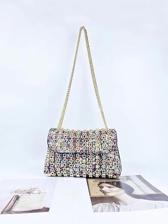Beaded Crystal Chain Clutch Bag
