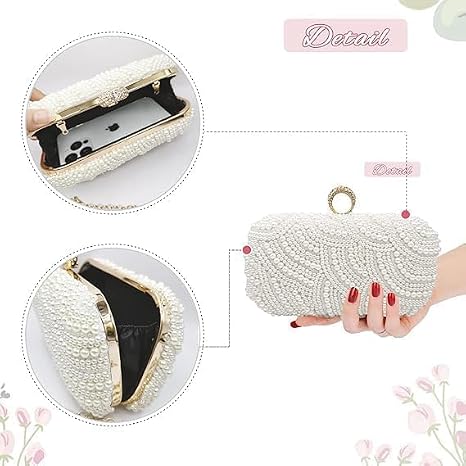 Pearl Beaded Bridal Clutch Bag
