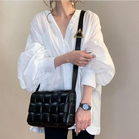Padded Woven Cassette Crossbody Bag