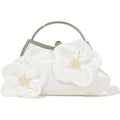 Ivory Floral Satin Evening Clutch