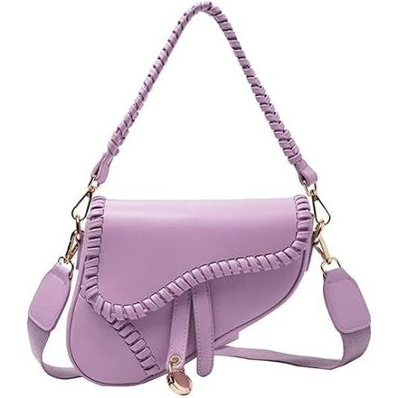 Lavender Woven Saddle Shoulder Bag
