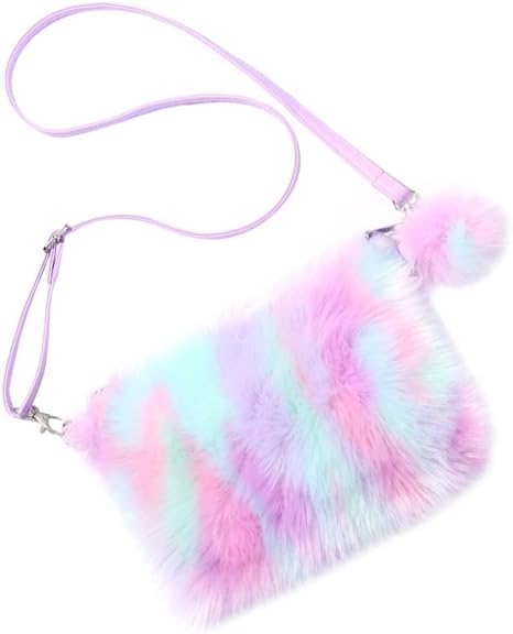 Rainbow Plush Crossbody Bag
