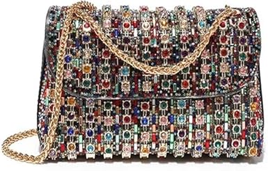 Beaded Crystal Chain Clutch Bag