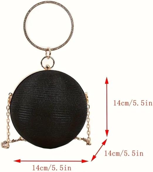 Black Round Glitter Ball Evening Clutch