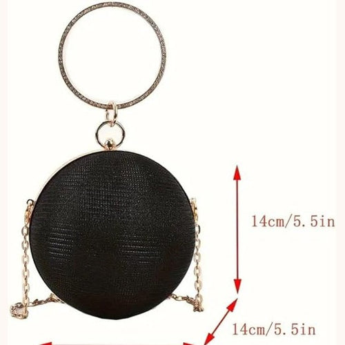 Black Round Glitter Ball Evening Clutch