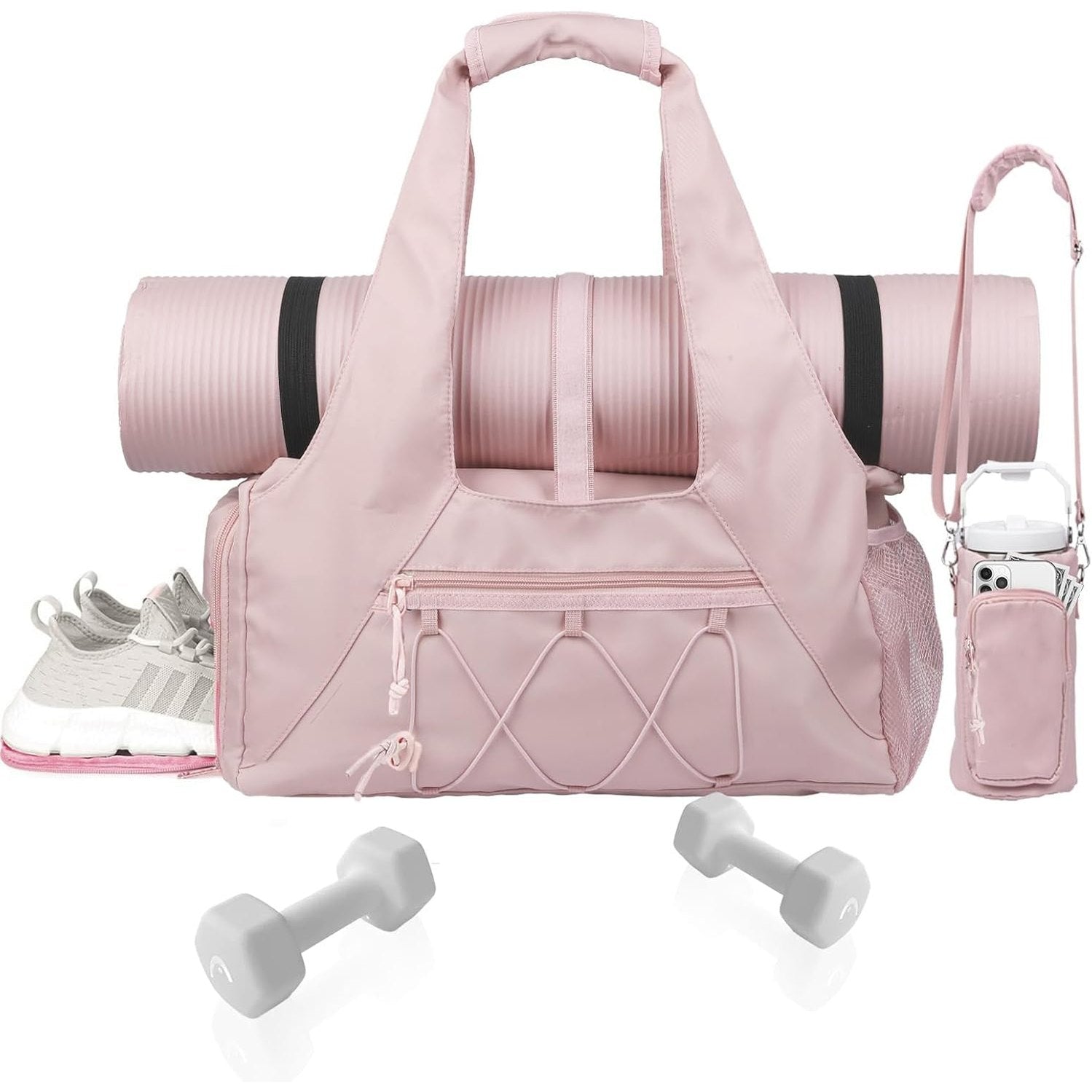 Gym & Travel Duffel Bag with Shoe Compartment – Pink