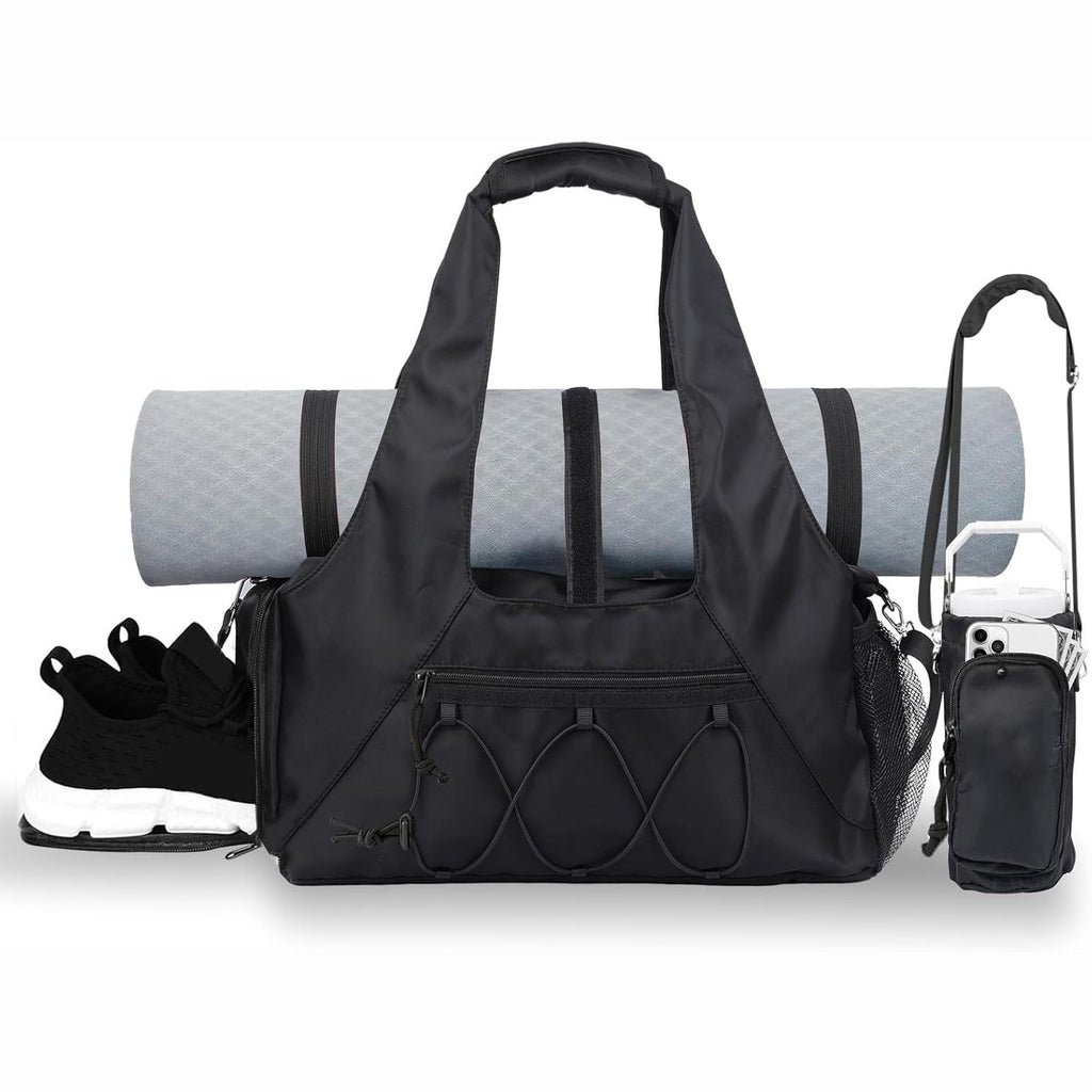 Gym & Travel Duffel Bag with Shoe Compartment – Black
