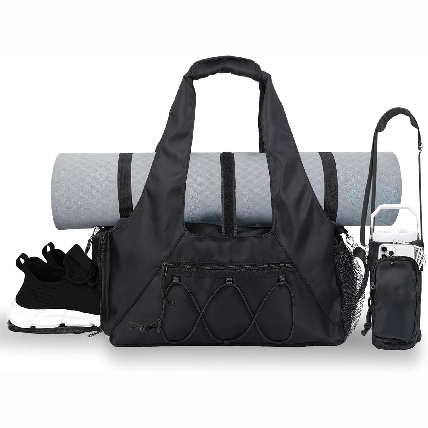 Gym & Travel Duffel Bag with Shoe Compartment – Black