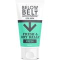Tube of 'Below the Belt Grooming' fresh and dry balls on a white background