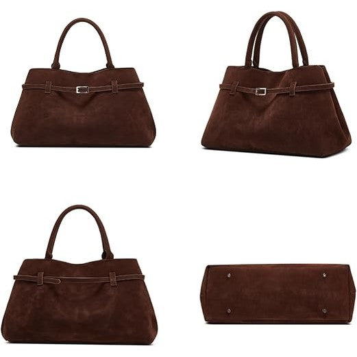 Faux Suede Large Work Tote Bag