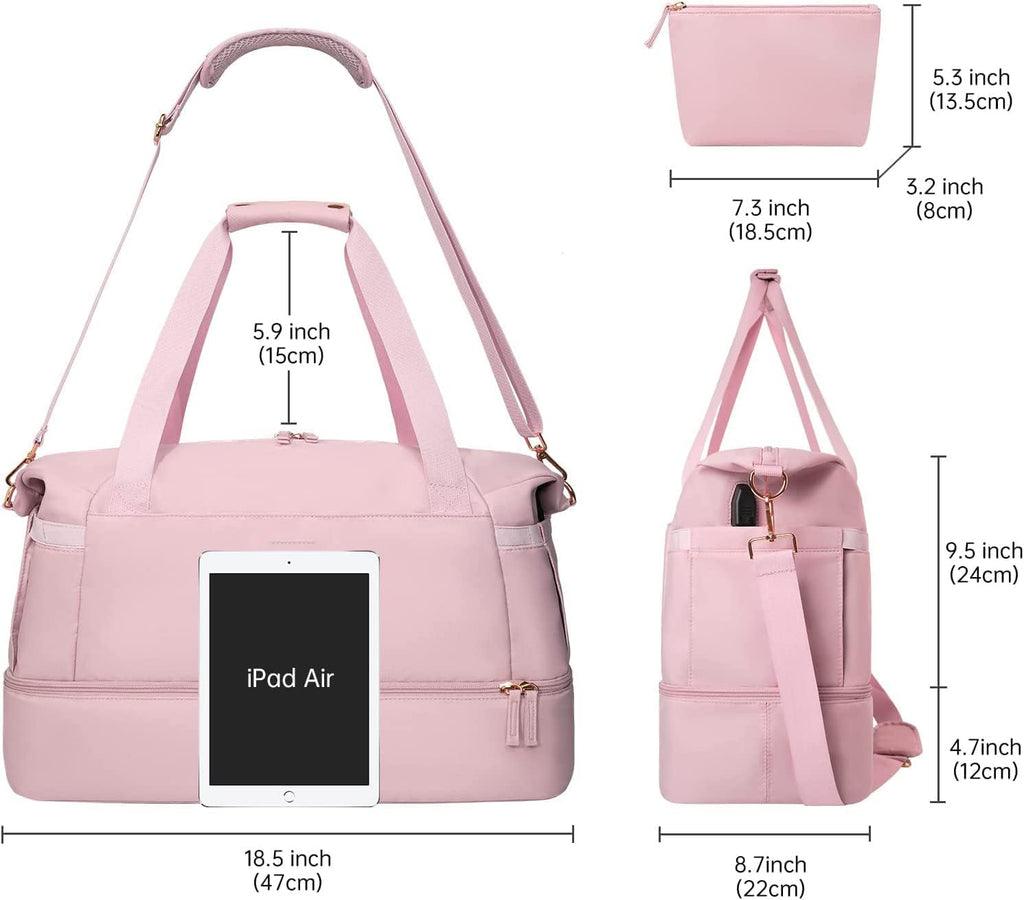 Gym & Travel Duffel Bag with USB Port – Pink