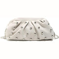 White Studded Cloud Clutch Bag