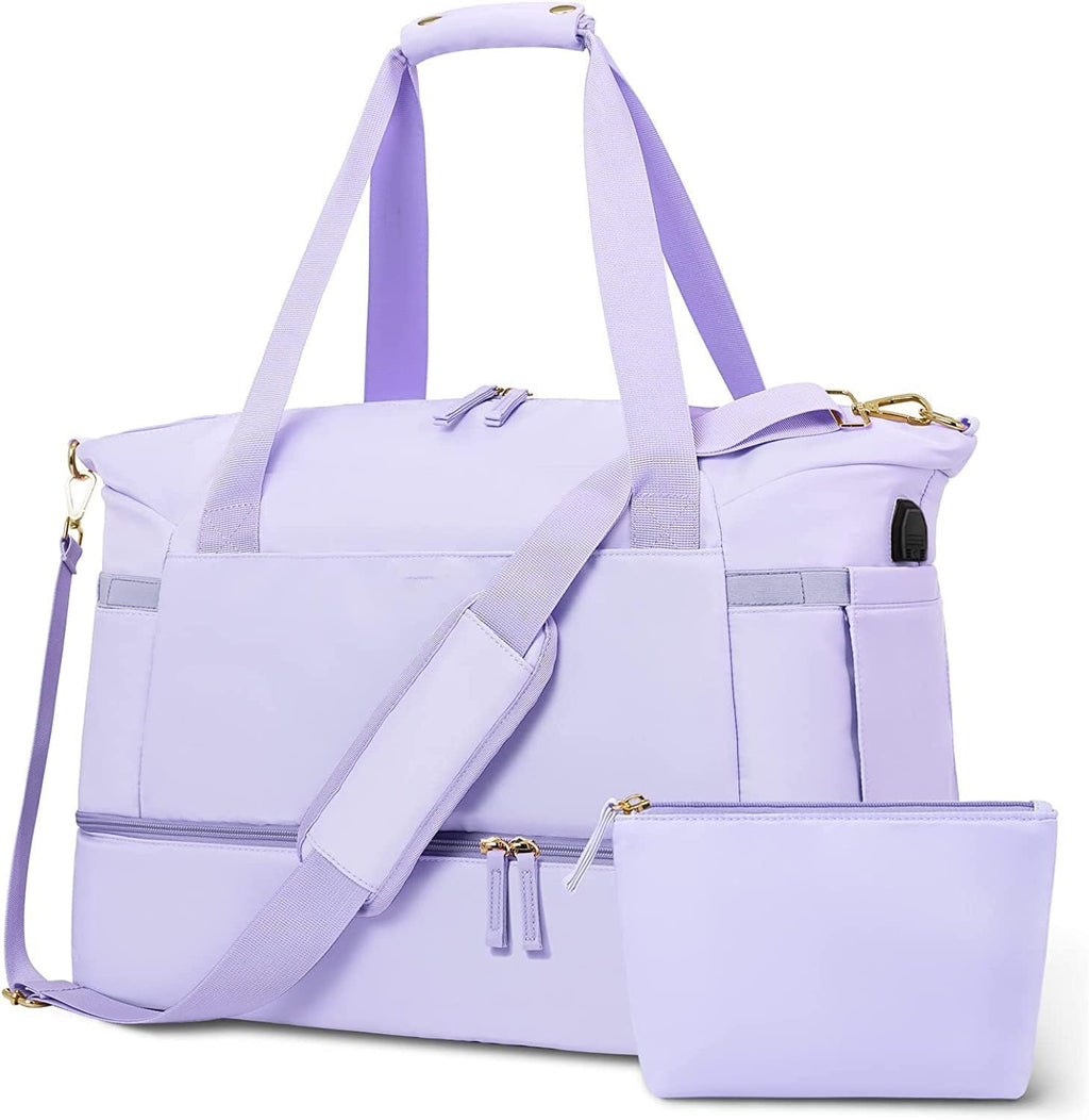 Gym & Travel Duffel Bag with USB Port – Purple