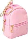 Pink Mini Backpack Keychain Coin Purse with Gold Zipper