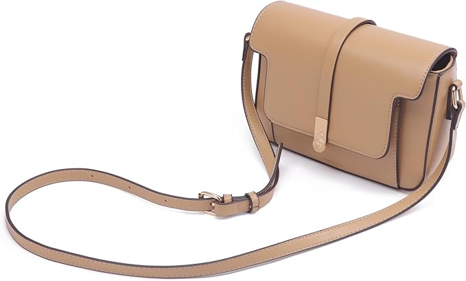 Camel Flap Lock Crossbody Bag with Card Slots