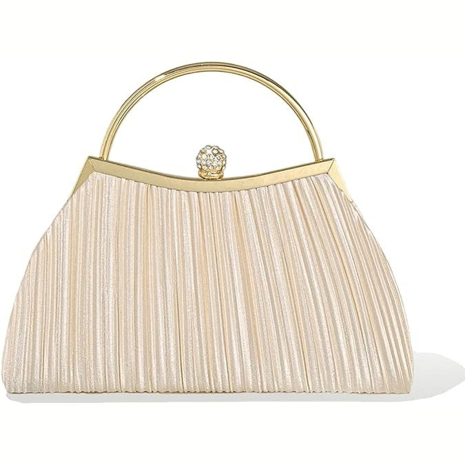 Pleated Satin Evening Clutch Bag