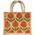 Floral Jute Mini Tote Bag