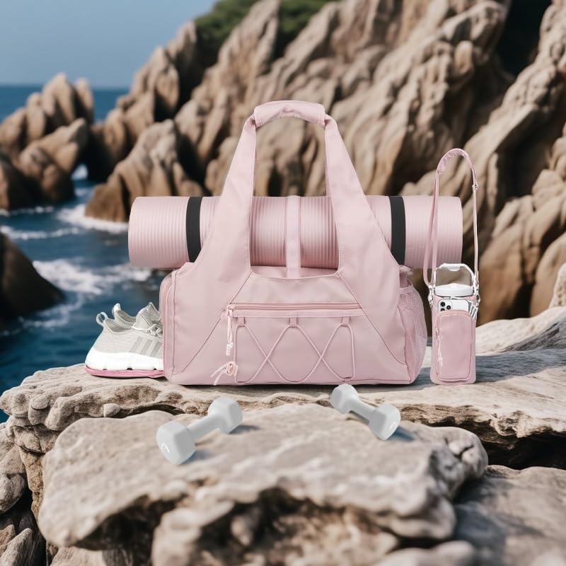 Gym & Travel Duffel Bag with Shoe Compartment – Pink