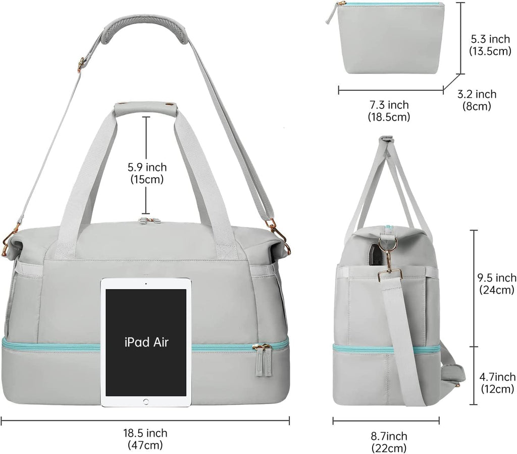 Gym & Travel Duffel Bag with USB Port – Grey