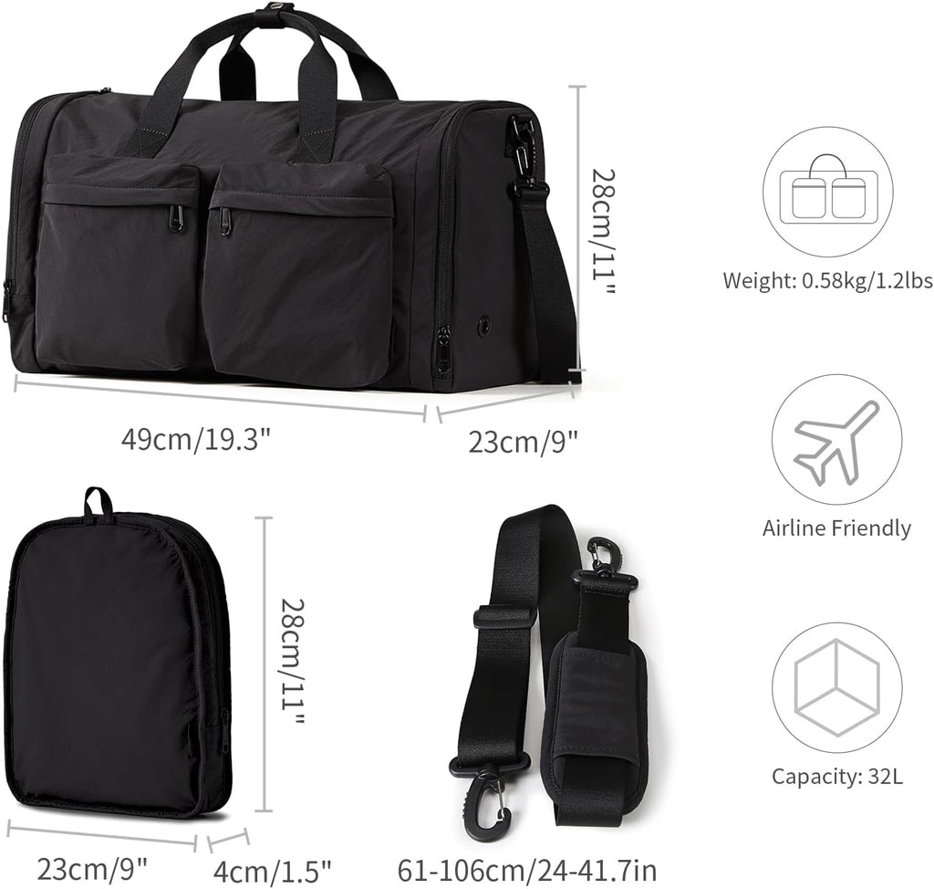 32L Travel Duffel Gym Bag – Ink Black