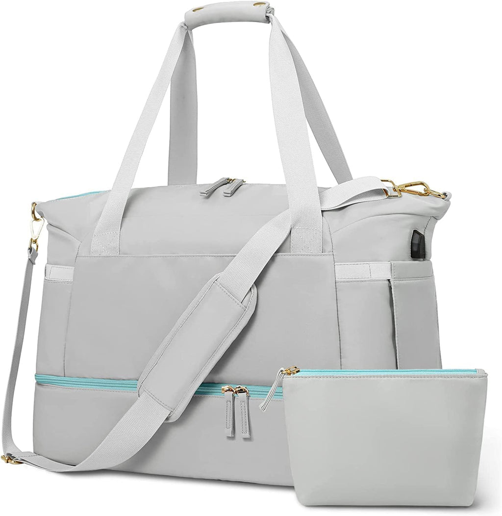 Gym & Travel Duffel Bag with USB Port – Grey