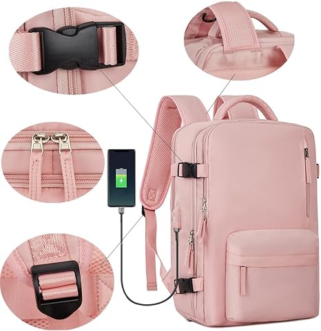 40L Pink Travel Backpack – Carry-On & Laptop