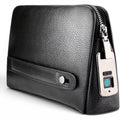 Fingerprint Lock Leather Clutch Bag – Black