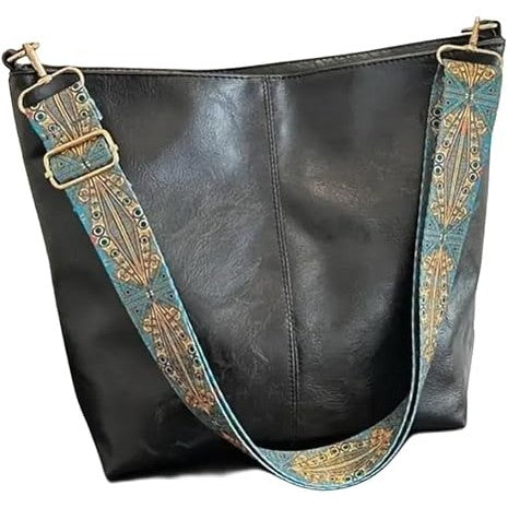 Women's Black Shoulder & Crossbody Tote Bag