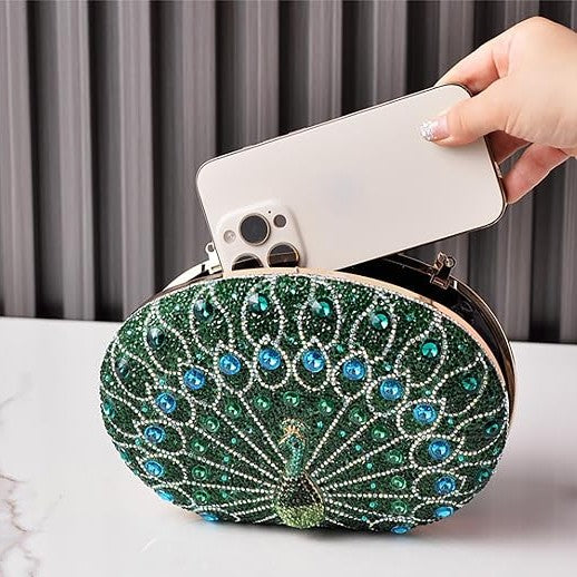 Peacock Crystal Evening Clutch
