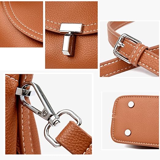 Women's Minimalist Brown Leather Shoulder Bag