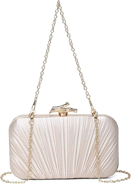 Pleated Satin Evening Clutch Bag