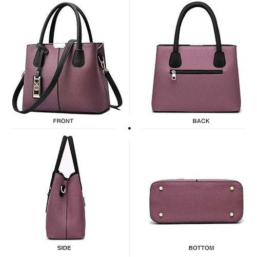 Women's Shoulder Tote Bag – Purple Black, Medium